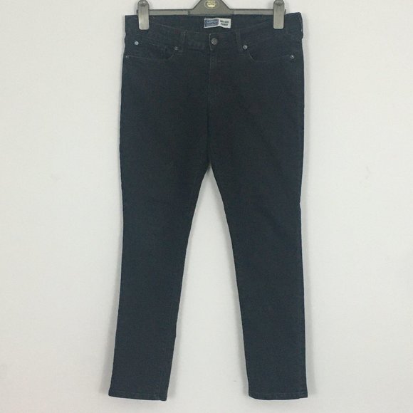 Levis Womens 10 Black Studded Embroidered Mid Rise Cotton Blend Skinny Jeans - Picture 1 of 11